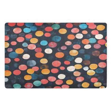 Imagem de Tapete de cachorro colorido com pontos de luzes divertidas, tapete durável para patas enlameadas, tapetes pequenos, decoração de porta da frente, entrada externa