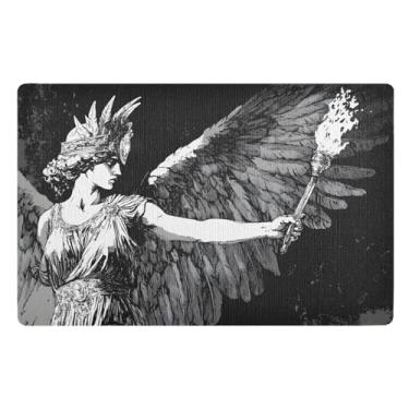 Imagem de Joisal Angel Tapetes de porta internos pretos e brancos duráveis tapetes de boas-vindas 81,3 cm x 50,8 cm