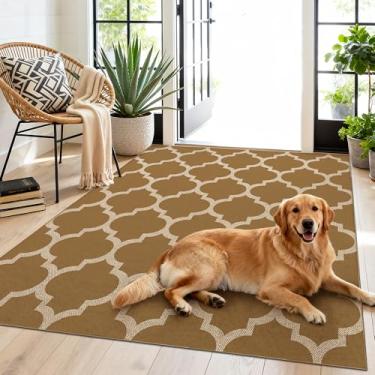 Imagem de Tapete de juta fácil marroquino lavável, 3 x 5 cáqui, neutro, boho, exterior, pátio, pequeno, tapete, tecido ultrafino, antiderrapante, tapete para porta de entrada, varanda, quintal, berçário, sala