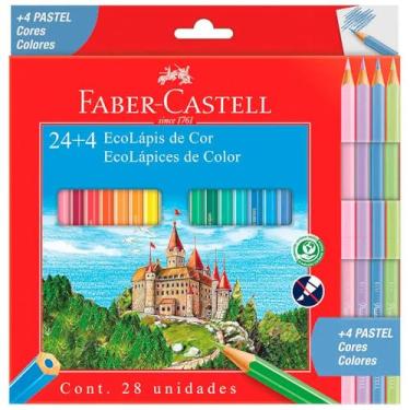 Imagem de Ecolapis de cor, Faber-Castell, 120124+4P, Com + 4 pastel, estojo com 24 cores, Multicor