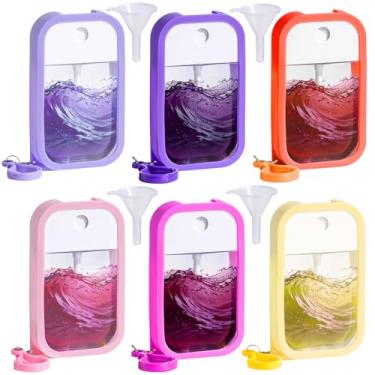 Imagem de NVTED Frasco de spray de cartão, 6 peças, estojo de silicone portátil ultrafino, perfume, recarregável, viagem, frascos vazios para álcool, desinfetante para as mãos, toner de maquiagem