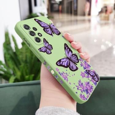 Imagem de Capa de borboletas roxas para Samsung A54 A34 A24 A16 A14 A73 A53 A33 A23 A13 A72 A52 A52S A32A15 A25 A35 A31 A22 A06 A04S A04 5G, verde claro 1, para A72