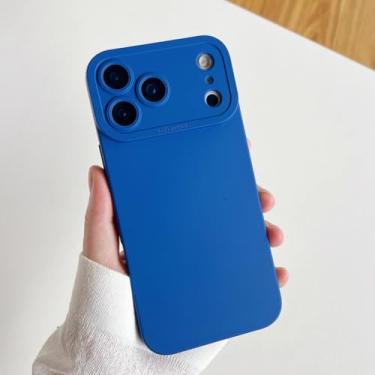 Imagem de SFDSUH Capa protetora de lente de câmera para iPhone 16 Pro Max, em silicone macio e resistente a impactos (para iPhone 16 Pro Max/Azul Klein)
