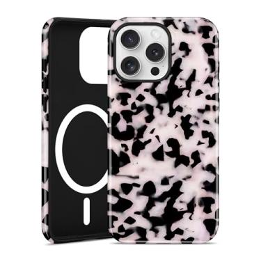 Imagem de Aitipy Capa de telefone magnética pequena tartaruga para iPhone 16 Pro, compatível com MagSafe, linda capa protetora de telefone branca estética de leopardo macio TPU rígido PC à prova de choque para