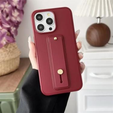 Imagem de IRTGFG Capa de celular colorida com suporte para pulseira e proteção contra quedas para iPhone 16 Plus (para iPhone 16 Plus/vinho tinto)