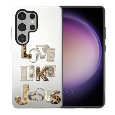 Imagem de CARLOCA Compatível com Samsung Galaxy S25 Ultra Full Body Protective Glossy Case para meninas meninos à prova de choque estética padrão leopardo 3D textura metálica amor como Jesus