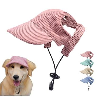 Imagem de Boné de beisebol para animais de estimação com orifícios de orelha - chapéu de viseira de sol multicolorido para cães e gatos, chapéu de praia de verão e outono para filhotes e gatinhos (rosa, M)