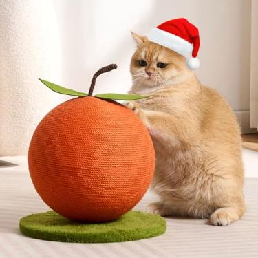 Imagem de Kicari Arranhador de gato laranja, arranhador fofo para gatos com corda de sisal, arranhador para gatos e gatos adultos em ambientes internos, bola para arranhar gatos