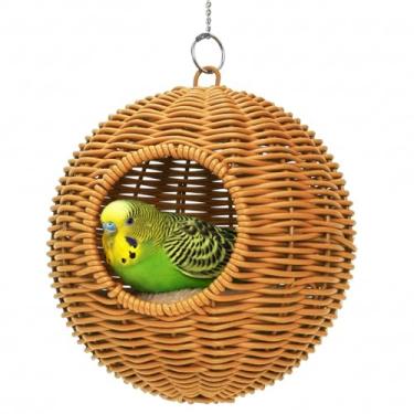 Imagem de ZENFUN Moldura de aço, ninho de pássaro para gaiola, cama de pássaro pequena lavável, à prova de mastigação com almofada de pelúcia, esconderijo de rede, ovos de periquito para dormir, cama quente de