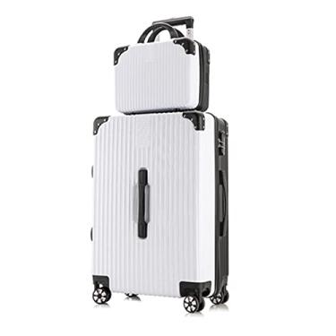Imagem de Mala de duas peças silenciosas material ABS durável haste de liga grossa 20" embarque avião viagem diversão viagem negócios viagem preto 342149cm (branco preto 26)