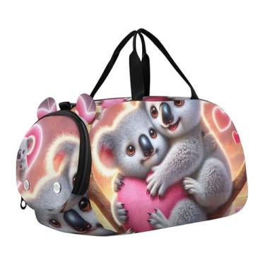 Imagem de Bolsa esportiva para meninos, fofa, coala, pôr do sol, romance, fim de semana, para viagem, bolsa de ginástica, bagagem infantil, Cuddly Koala Sunset Romance, Clássico