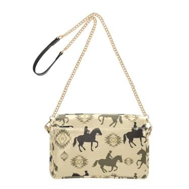 Imagem de Joitme Black Riders Bolsa tiracolo marrom cavalo para mulheres bolsa de ombro de couro PU com alça de corrente bolsa para celular