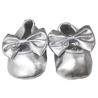 Imagem de Petitebella Sapatos de bebê de poliéster prateado para bebês unissex NB-18 meses, Prata, 0-9 Months Infant