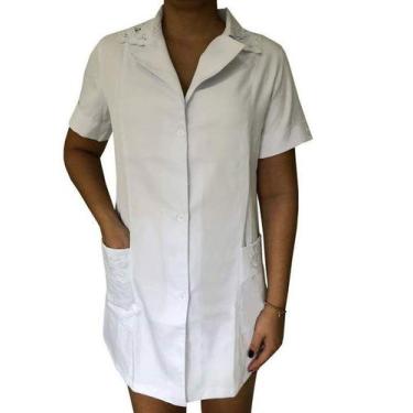 Imagem de Jaleco Feminino Branco Bordado Tecido Microfibra 933 - Sem marca, PP