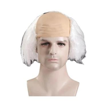 Imagem de Peruca Sintética Branca Curta Para Cosplay De Halloween De Idosos, Fan