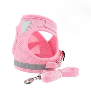Imagem de Colete e Peitoral com Guia para Cães e Gatos – Ajustável, Refletivo e Confortável, Ideal para Passeios Seguros(Modelo 1 - Colete Rosa,GG (XL))