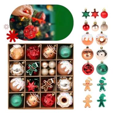 Imagem de Kit 42 Bolas de Natal - Enfeites para Árvore em Vermelho, Verde e Dourado