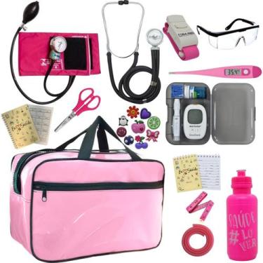 Imagem de Kit Enfermagem Medidor Glicose Aparelho de Pressão Esteto Multi PA MED