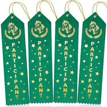 Imagem de Wavyknot 50 peças fita de participação em show de cavalos com cartão de evento e corda fitas verdes para show de cavalo para participação em eventos esportivos Prêmio Dia Nacional do Cavalo Presentes