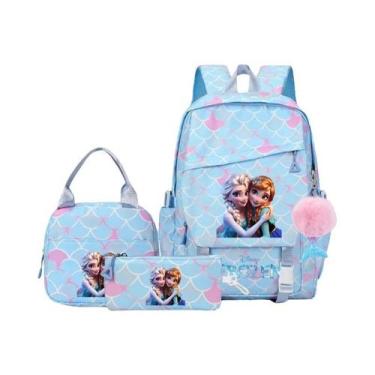 Imagem de Conjunto De Mochila Frozen Anna Elsa Para Meninas 3 Peças Com Lancheir