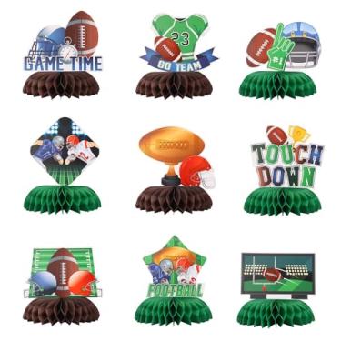 Imagem de 9 Peças Centros de Mesa em Formato Favo Mel com Tema Futebol Americano, 3D Decoração Mesas de Futebol Americano e Rúgbi para Aniversários Super Bowl Festas Temáticas Esportes