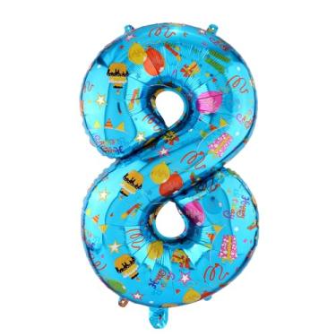 Imagem de Balão Número Azul 81,28cm, Grande Balão Filme Alumínio com Estampas Coloridas Desenhos Animados Decorações Festa Aniversário para Crianças Chá de Bebê Casamento Celebração Decoração (8)