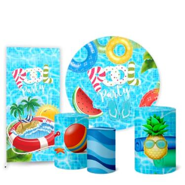 Imagem de Trio Capas Cilindro + Painel Sublimado + Painel Lateral Pool Party (K2PPY0005)