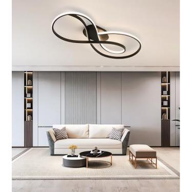 Imagem de Luminária de teto LED moderna em formato de arco, com intensidade de luz ajustável por controle remoto, temperatura de cor entre 3000K e 6000K, ideal para interiores, quartos, salas de estar