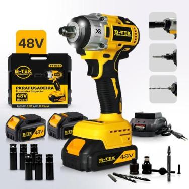 Imagem de Chave De Impacto Parafusadeira 48v Furadeira Profissional Com 2 Bateri