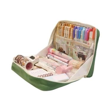 Imagem de Estojo De Lápis De Grande Capacidade Multi-camadas 90 graus Bolsa De A