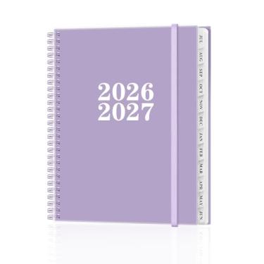 Imagem de Agenda 2026-2027 - Agenda anual de julho de 2026 a junho de 2027, agendas semanais e mensais encadernadas em espiral com abas de 12 meses, bolso interno, 21,6 cm x 28 cm, roxo