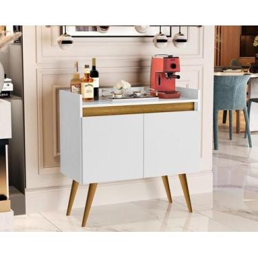 Imagem de Aparador Buffet Sala 2 Portas Luxo Prime Branco / Madeirado - MJM Casa