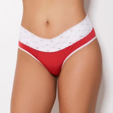 Imagem de Tanga Fio Cós Renda Cor:Vermelho/ Renda BrancaTamanho:M - Ternura Ínti