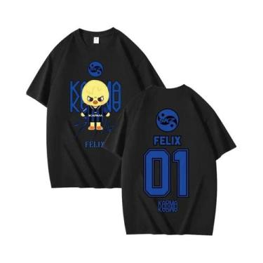 Imagem de Camiseta De Verão KPOP Skz Concert, Manga Curta, 100% Algodão, Ajuste 