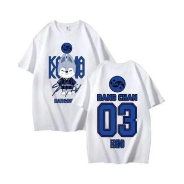 Imagem de Camiseta De Verão KPOP Skz Concert, Manga Curta, 100% Algodão, Ajuste 