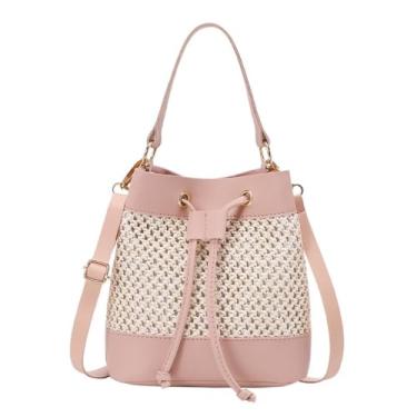 Imagem de Bolsa tiracolo com cordão, casual, grande capacidade, ombro de praia, elegante, mensageiro, palha, tiracolo