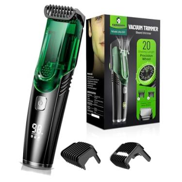 Imagem de SHPAVVER Aparador de barba para homens: Aparador de bigode a vácuo para menos bagunça - IPX7 à prova d'água - Kit de corte de barba elétrico recarregável com pente de comprimento ajustável para