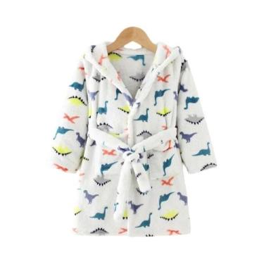 Imagem de Pijamas De Flanela Para Crianças, Robe Macio Com Capuz, Roupas De Dorm