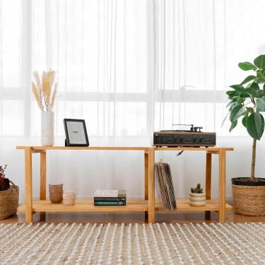 Imagem de Rack Laguna 150cm 2 Prat 52,6ax150lx42p Em Madeira Cor Mel