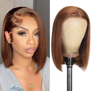 Imagem de Peruca FATIAO #4 Brown Bob Lace Front Human Hair 35cm