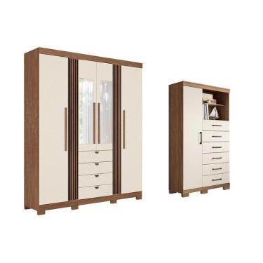 Imagem de Guarda Roupa +cômoda 2 Peças Qc275 Jatoba/areia - Santos Andirá