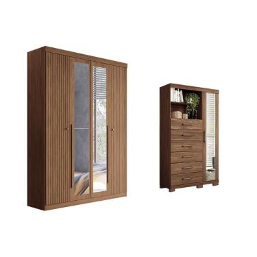 Imagem de Guarda Roupa +cômoda 2 Peças Qc325 Jatobá - Santos Andirá
