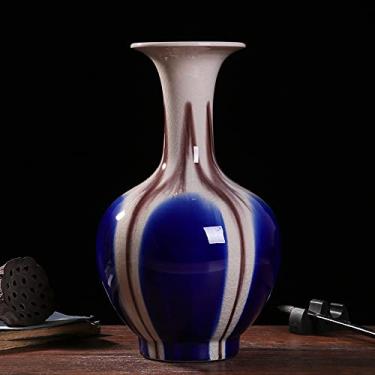 Imagem de Vaso de cerâmica Chinoiserie estilo de design especial com mistura de cores superfície lisa e brilhante vitrificada decoração de casa decoração de sala de estar exibição de festa vaso de flores