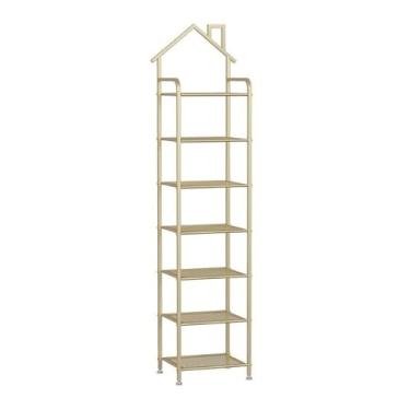 Imagem de Organizador de sapatos ajustável moderno de metal, armazenamento de prateleira de sapatos de 3/4/5/7 níveis de altura, organizador vertical de sapateira com prateleiras de malha para entrada, quarto