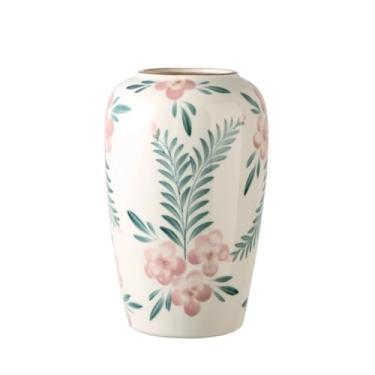 Imagem de Vaso de cerâmica criativo pintado à mão, arranjo de flores estilo pastoral retrô, ornamentos de decoração de mesa de sala de estar, vasos de flores (A)