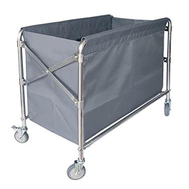 Imagem de Carrinho utilitário organizador de carrinho de armazenamento carrinho comercial dobrável com rodas e alça, carrinho de cesto de roupa suja para limpeza de hotéis/banheiro, capacidade de peso de 200 kg