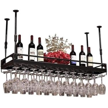 Imagem de Rack de vinho para pendurar, rack de vinho de cabeça para baixo, rack de vinho Ktv, rack de cálice suspenso para casa/preto/60 x 35 cm (preto 60 x 35 cm)