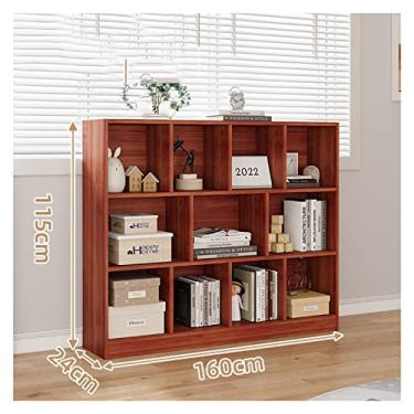 Imagem de Prateleira de estante armário de armazenamento baixo, estante de chão em camadas grade armário para sala de estar em casa (cor: 140 x 115 x 24 cm cor teca) (cor teca 160 x 115 x 24 cm)