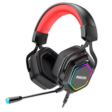 Imagem de U5GAAALPPQ9 Fone de ouvido para jogos USB 7.1 som surround fone de ouvido para jogos RGB microfone com cancelamento de ruído leve para PS5 PC laptop desktop acessórios de fone de ouvido (cor: preto)