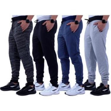 Imagem de Kit 4 Calças Moletom Slim Fit MXD Conceito Masculina Jogger Sem Peluciado-Masculino